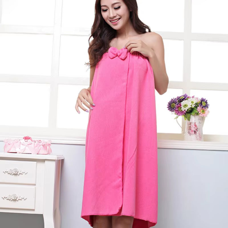 Women Sexy Microfiber Bath Towel Bath Robe Bathrobe Body Spa Bath Bow Wrap Towel Super Absorbent Bath Gown Towel