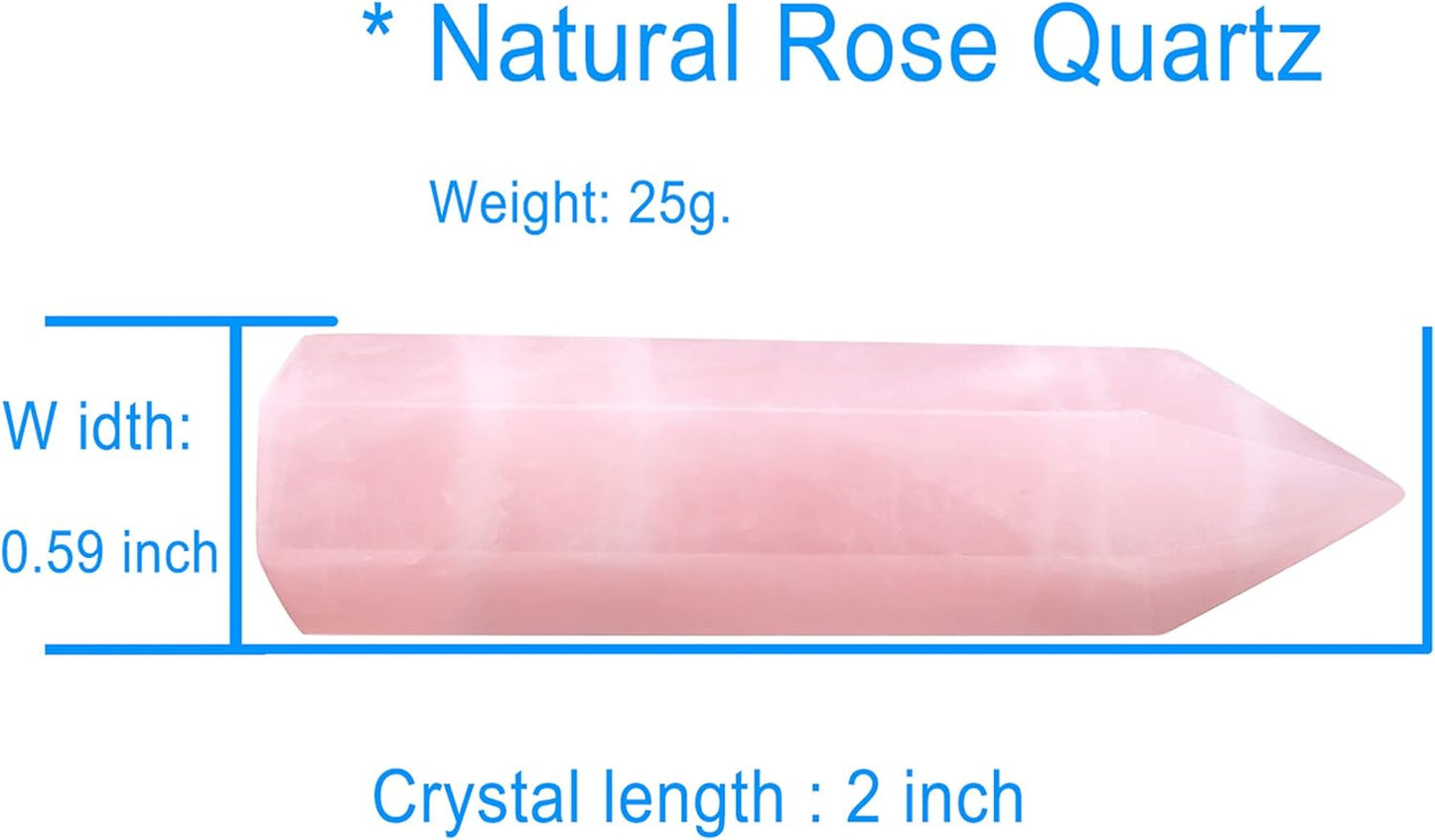 2" Rose Quartz Healing Crystals Stones Crystal Wand Tower Natural Quartz Points Hexagonal Gemstone Reiki Meditation Chakra Balance Witch Good Luck Crystal