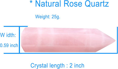 2" Rose Quartz Healing Crystals Stones Crystal Wand Tower Natural Quartz Points Hexagonal Gemstone Reiki Meditation Chakra Balance Witch Good Luck Crystal