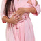 Mommy Robe for Maternity and Baby Swaddle Blanket, Milk Silk Matching Delivery Robe and Swaddling Wrap for Mom and Baby (Solid Pink, S/M (0-12))