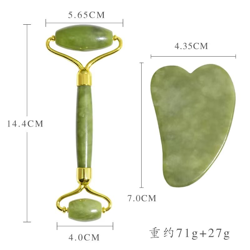 Natural Jade Facial Roller Gua Sha Set Scraping Board Green Jade Stone Eye Massage Face Lift Body Slim Thin Lift Skin Care Tools