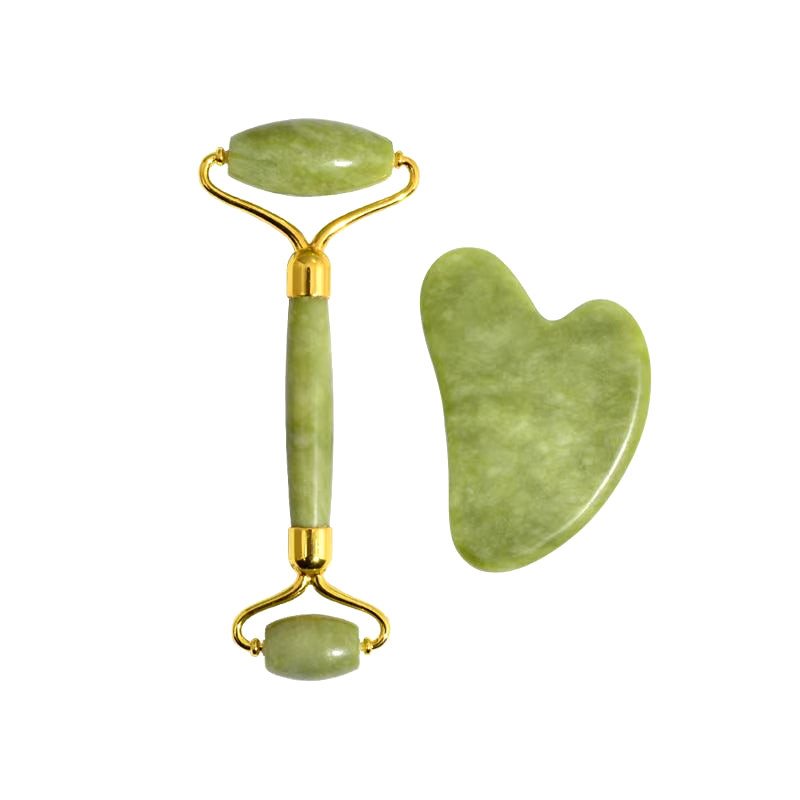 Natural Jade Facial Roller Gua Sha Set Scraping Board Green Jade Stone Eye Massage Face Lift Body Slim Thin Lift Skin Care Tools