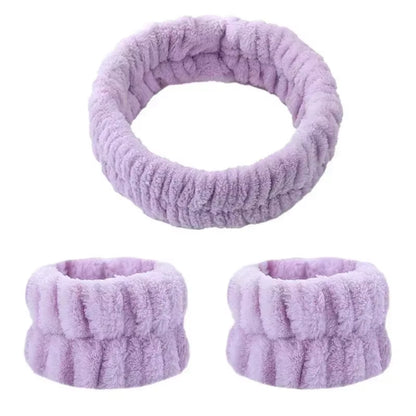 2/3Pcs Bow Headband Wristband Set Towel Elastic Soft Washing Face Shower Make up Yoga Sports Skincare Headband for Women Girls