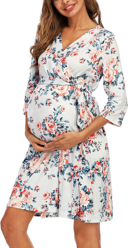 Maternity Hospital Robe Labor and Delivery Nursing Robe Maternity Sleepwear Pregnancy and Postpartum Breastfeeding