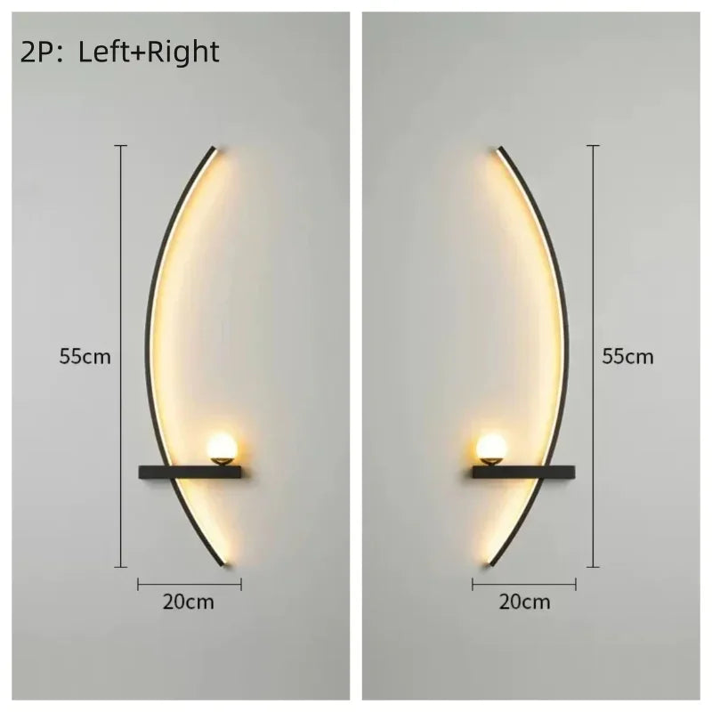 Modern LED Wall Lamp – Minimalist Art Design for Bedroom, Living Room, and Bathroom, Gold/Black