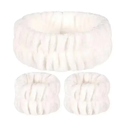 2/3Pcs Bow Headband Wristband Set Towel Elastic Soft Washing Face Shower Make up Yoga Sports Skincare Headband for Women Girls